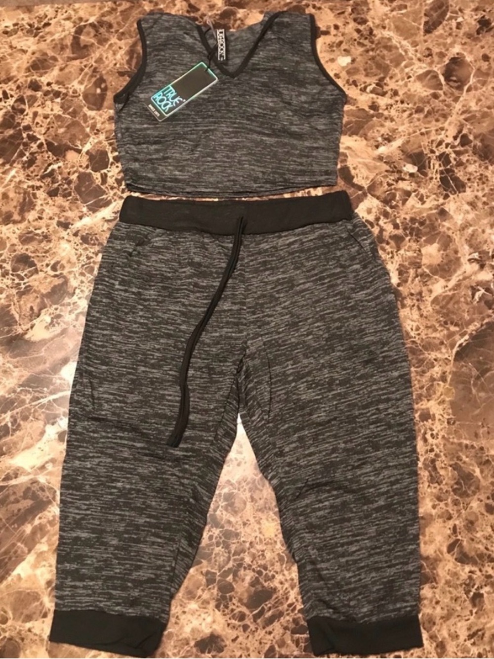 Heathered Gray Crop Top & Jogger Set